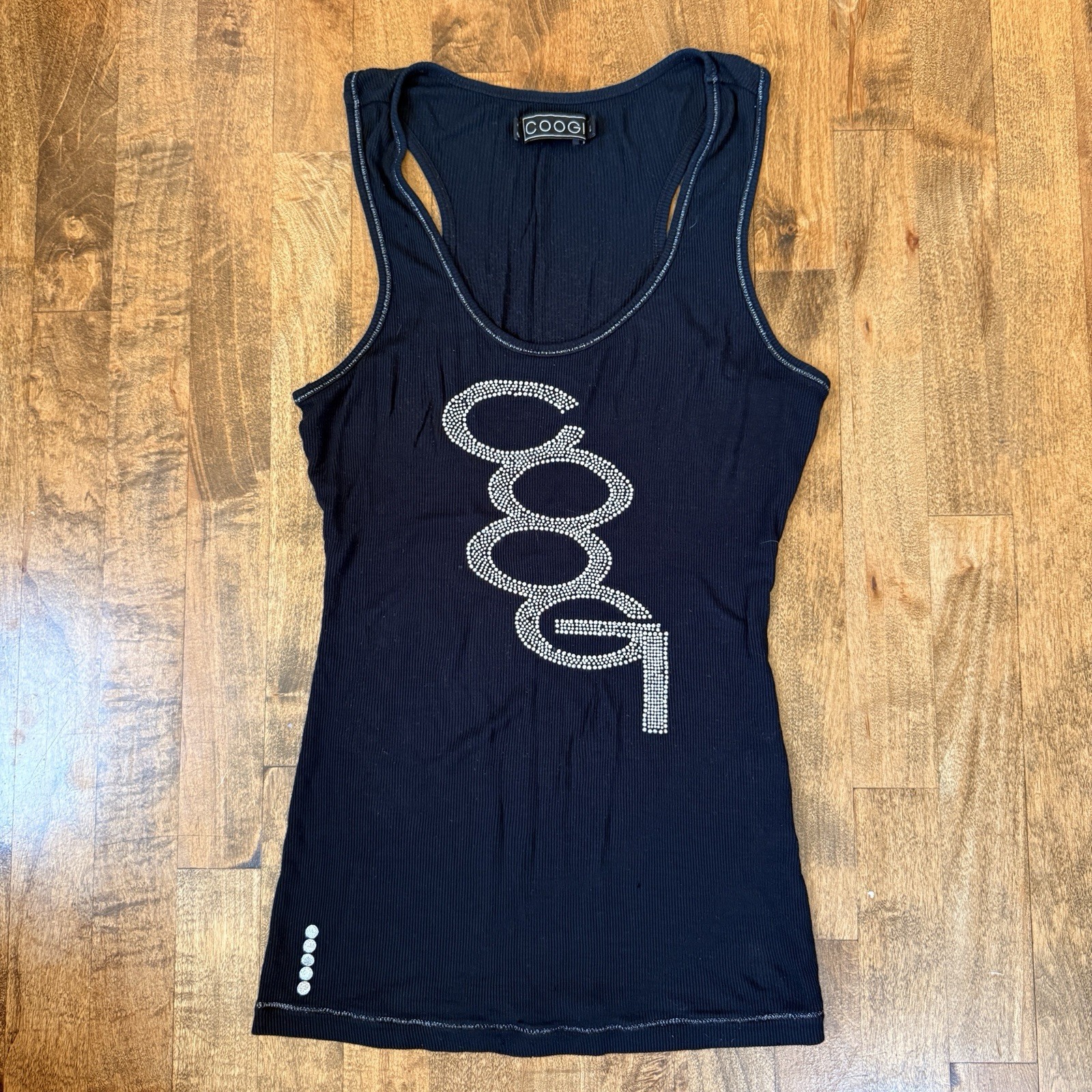 Rhinestone Coogi Black Tank Top Size Large