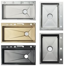 Kitchen Sink Waterfall Drop-in Sink Single Bowl Workstation Kit Stainless Steel