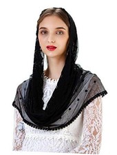 Infinity Venise Lace Chapel Veil Latin Mass Mantilla Floral Church Veils Black