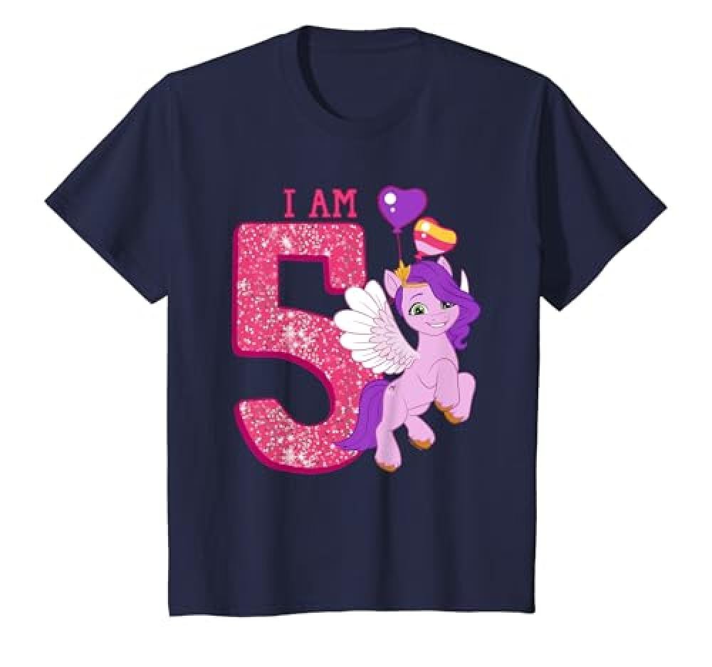 (TG. 2) Bambino My Little Pony I Am 5 Sparkly Birthday With Pipp Maglietta NUO