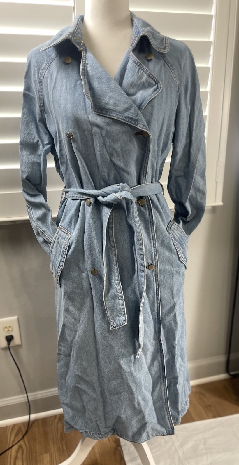 Universal Thread Jean Jacket Long Belted Trench C… - image 20