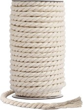 Cotton Cord 8mm x 20 Yards - Natural Unbleached Macrame x 20 Yards, White