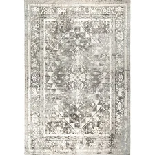 5x7 Home Dynamix Gray Floral Bordered Area Rug 4131-451 - Aprx 5' 2" x 7' 2"