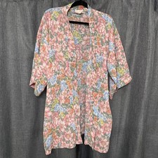 VTG Victoria s Secret Gold Label OS Pastel Floral Short Robe NO BELT W/Pockets