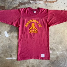 70s VINTAGE PROPERTY OF ATARI EMPLOYEE JERSEY T-SHIRT SZ S COMPANY SOFTBALL TEAM
