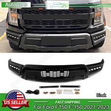 Front Bumper Face Bar For 2021- 2023 Ford F150 F-150 Raptor Style W/LED Lights