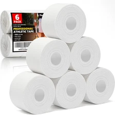 Professional 6 Pack White Athletic Sports Tape - 1.5 Inch × 30 Feet per Roll | T