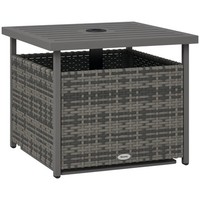 Outsunny Outdoor Rattan Coffee Table w/ Umbrella Hole Fit for Garden Garden