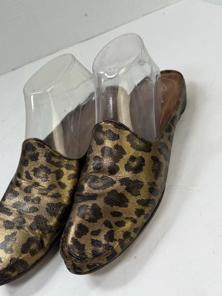 Donald J Pliner Babou коричневые леопардовые мулы женские 8 узкие сделано в Испании - Изображение 4 из 4