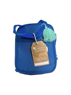BRAND NEW Thistle & Thread Blue Microban Insulated Lunch Bag w/Drink Pocket