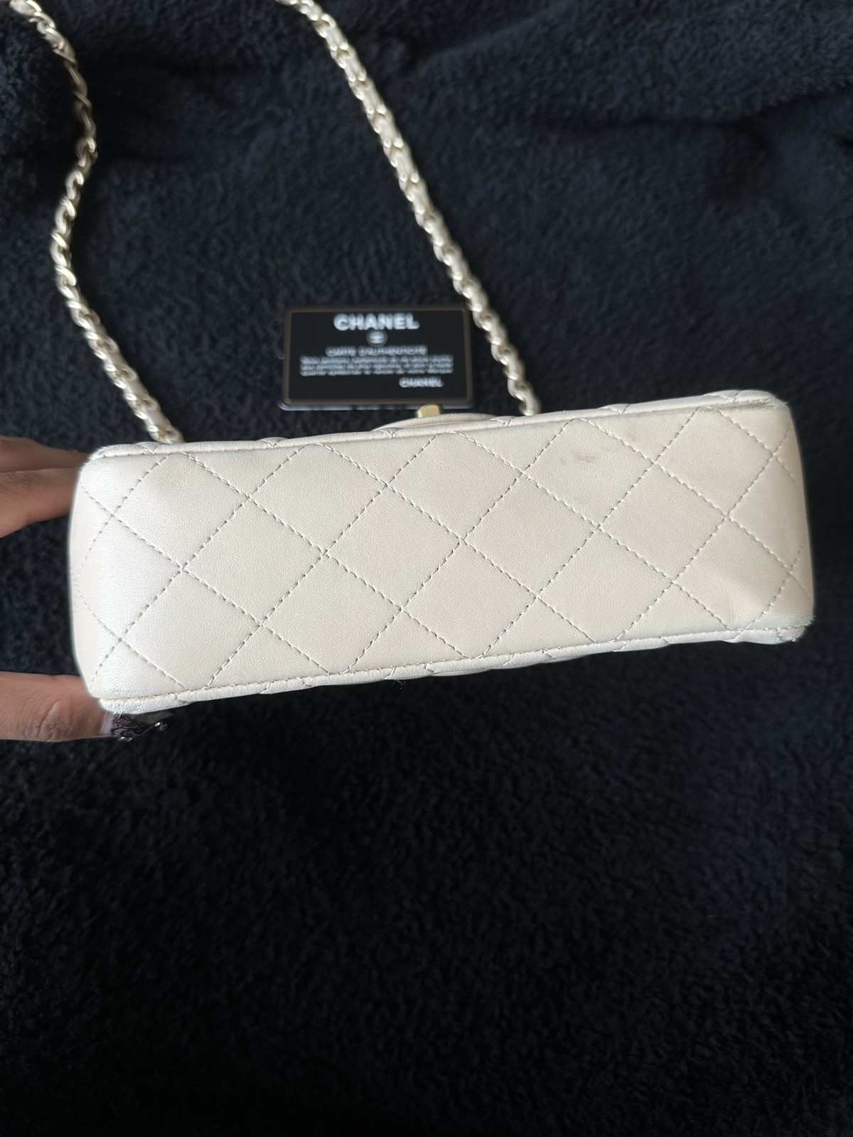 Chanel Rectangular Classic Mini Flap Bag Beige La… - image 6