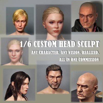 1/6 head sculpt custom figures commission onesixth scale phicen tbleague kitbash
