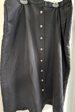 VTG BLACK Talbots sz 18 button-front skirt 30" below-knee, pockets low-wrinkle
