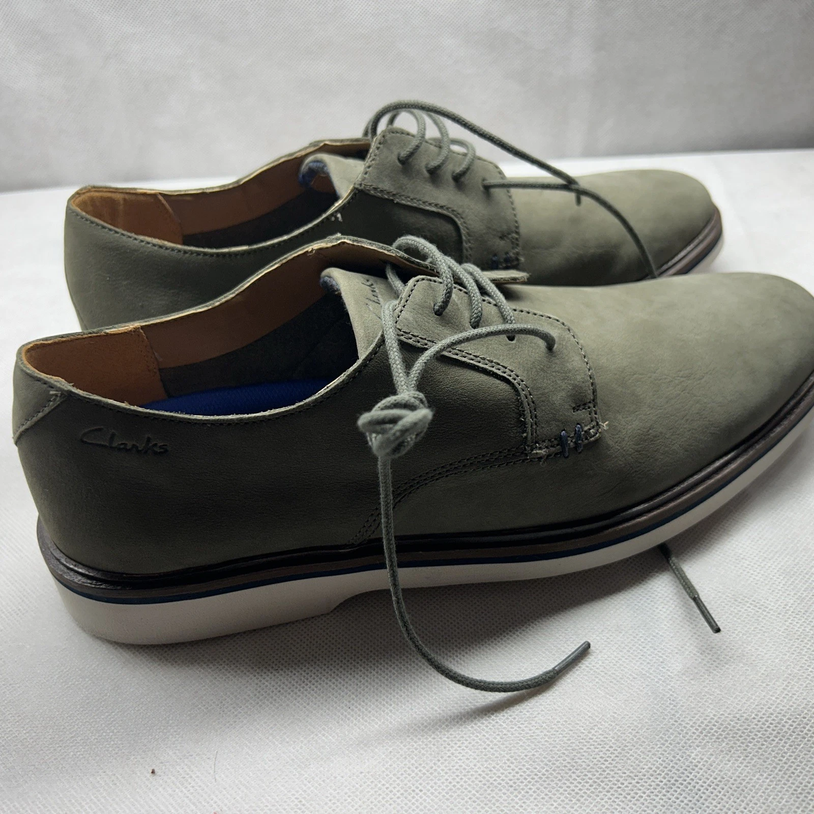 Clarks Collection Malwood scarpe casual stringate pelle nabuk oliva nuove senza scatola taglia 9 5