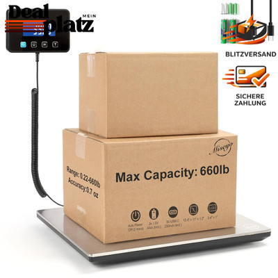 Hochpräzise Paketwaage 300kg/20g Edelstahl mit LCD und Tara Funktion
