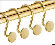 Gold Shower Curtain Hooks, Rustproof Curtain Rings for Bathroom, Metal 12