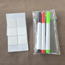 Dry Erase Markers Set 3 Colors Black Red Green with Adhesive Pads Included