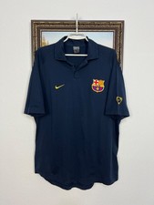 Vintage 2000's Nike Barcelona Train Polo Shirt Soccer Blue Jersey Mens Size L