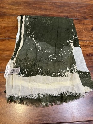 Marc O Polo Schal Grün Weiß 180x70cm Damen Modal Baumwolle Top Zustand