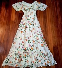 VTG Women's 7 Floral Long Dress Garden Fairy Ruffle Prarie Boho Cottagecore