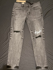 Ksubi Men s Gray Skinny Distressed Cotton Den...