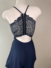 Windsor T Back Lace Zip Womens Navy Romper Dress Size Small