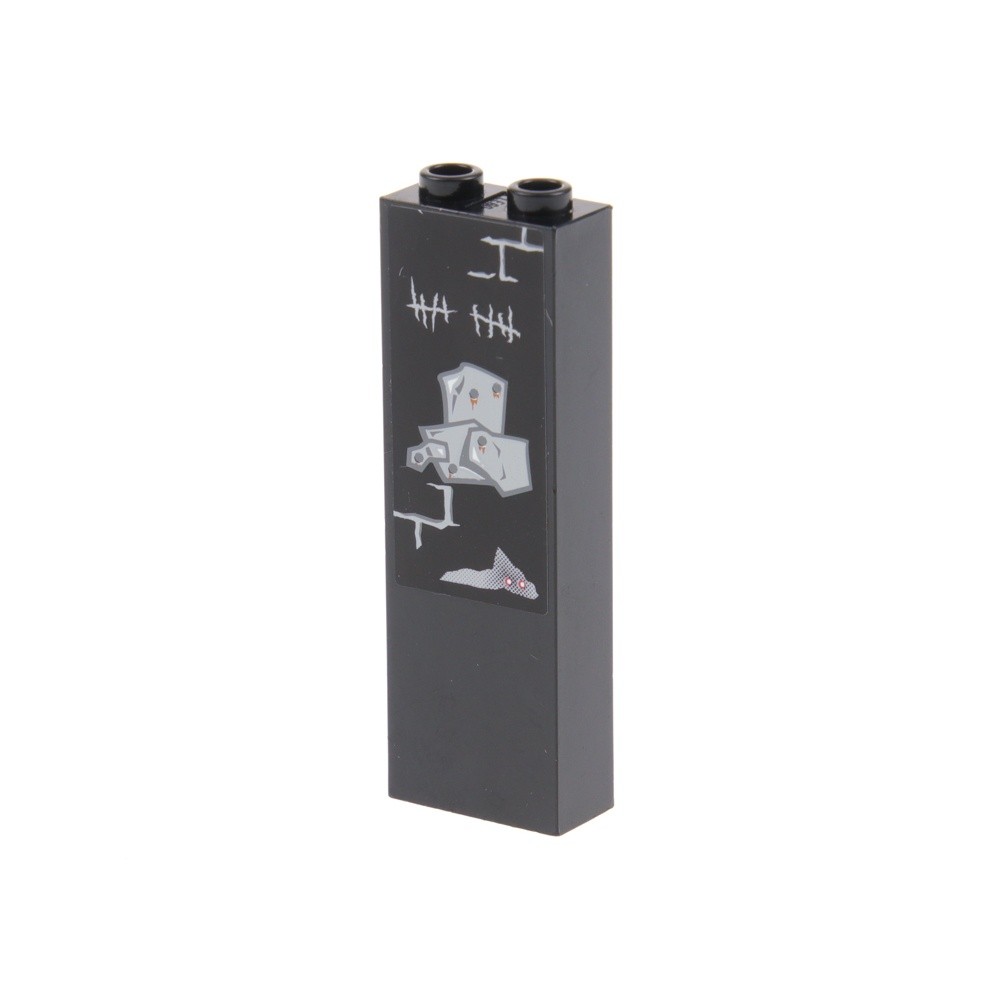 1X Lego Building Brick 1X2X5 Black Sticker Metal Plate Column Wall 2454PB054