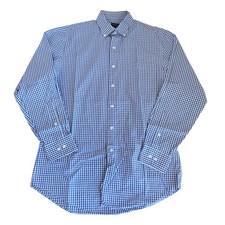 Arrow USA 1851 Mens Dress Shirt Medium M 15 32/33 Blue Check Slim-Fit Non Iron