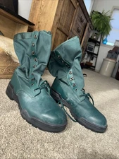 Hi-Tec Magnum Tanker Combat Boots 10.5 Evergreen Military Shoes Leather Lace-Ups