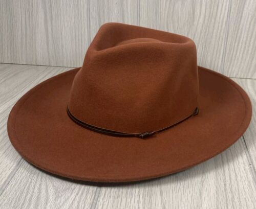 NEW Wyeth Fedora Western Wool Hat With Leather Band Boho Style Rustic Clay Red - Picture 2 of 11
