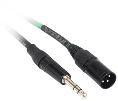 Rockville RCXMB6G 6' Male REAN XLR to 1/4'' TRS Cable Green 100% Copper