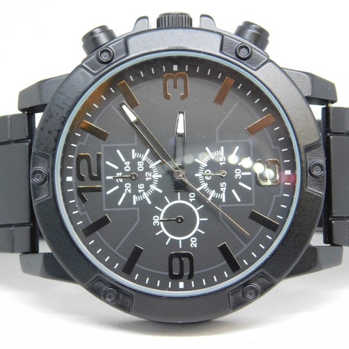 FMD FMDAL1139 Matte Black Tone Quartz Analog Men's Watch Sz. 8 1/4" New Battery - Picture 2 of 10