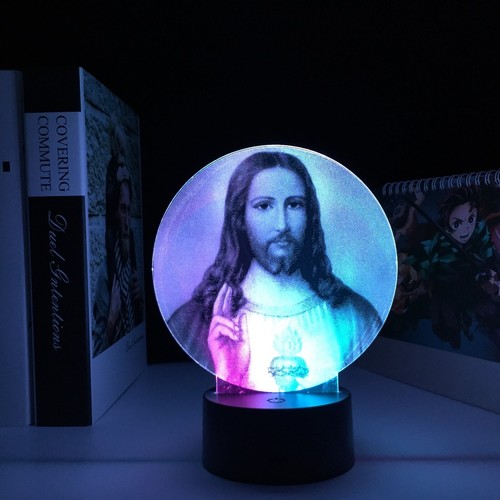 Two Tone Lamp Jesus Birthday Gift Light Colorful Bedroom Decor Manga LED Lamp - Picture 7 of 24