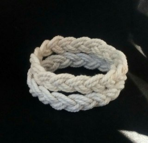 Woven White Ivory Nautical Bracelet Friendship Rope Bracelet Turks Head Knot - Picture 3 of 10