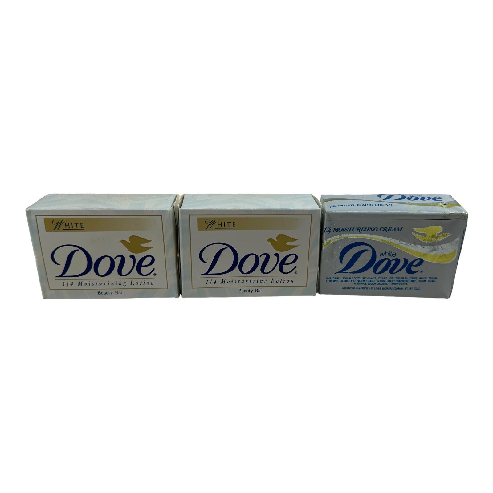 (3) Dove White 1/4 Moisturizing Cream Lotion Beauty Bar Soap Prop NOS Vintage