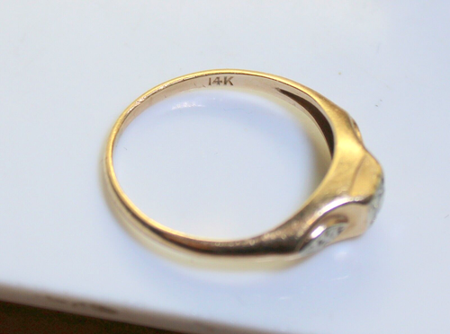 Splendido Anello Solitario Diamante Promessa/Fidanzamento Antico Oro 14K Donna 0,10Ct - Foto 4 di 5