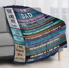 Fathers Day on Blue Rustic Retro Wood Throw Blanket for Couch Bed Sofa Office