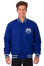 NHL Edmonton Oilers  JH Design Wool & Reversible Jacket With 2 Embroidered Logos