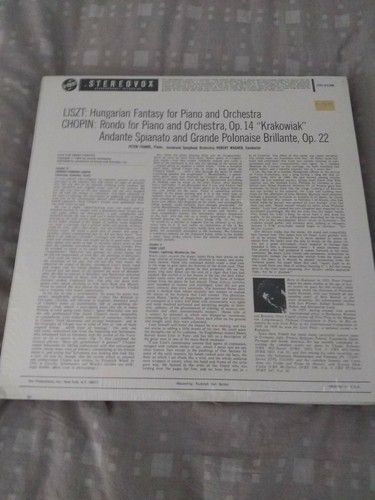 PETER FRANKL PLAYS CHOPIN LISZT VOX RECORDS StEREO STPL 512.500 - Imagen 2 de 2