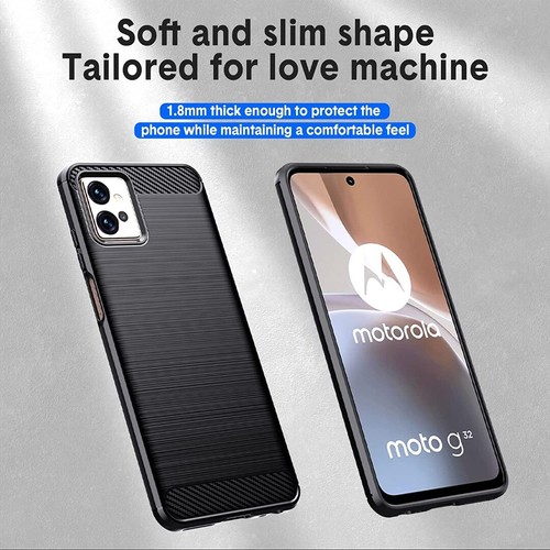 For Motorola Moto G32 Case Silicone Carbon Fibre Phone Cover + Screen Protector - 第 8/21 張圖片