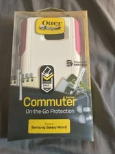 OtterBox Commuter Cell Phone Case for Samsung Galaxy Note5 - White/Hibiscus Pink