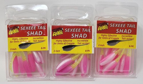 2 Zoll Arkie Lures Sexee Tail Shad rosa mit gelbem Schwanz schattigem Schatten Angeln Köder 3-8 Packs