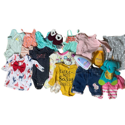Lot of cute 3-6 Month Babygirl Clothes Toys & Bath time Shampoo & Lotion & socks