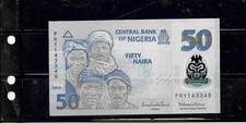 NIGERIA #40d UNC MINT  50 NAIRA POLYMER BANKNOTE OLDER PAPER MONEY NOTE BILL