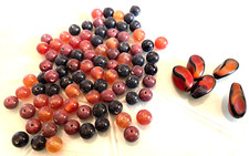 Vintage Lot Jablonex Czech Glass Carnelian 7.52mm. Round  Brick Twist Beads