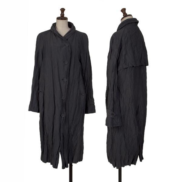 ISSEY MIYAKE HaaT Metal Blend Wrinkled Shawl Collar Coat