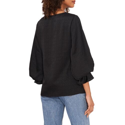 NWT Vince Camuto Womens Size Large Geo Print Jacquard Bubble Sleeve Blouse NEW - Picture 3 of 10