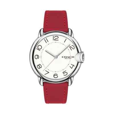 Brand New Coach 14503724 Arden White Dial Red Leather Strap Women's 36mm Watch