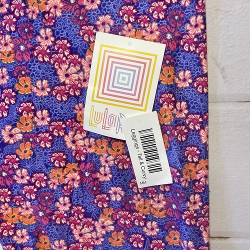 NWT - Lularoe - Women’s Blue & Pink Floral Leggings - Tall & Curvy - Picture 8 of 10