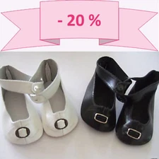 -20% PROMO LOT 2 PAIRS LEATHER SHOES SIZE 11 FOR DOLLS - Leather doll shoes